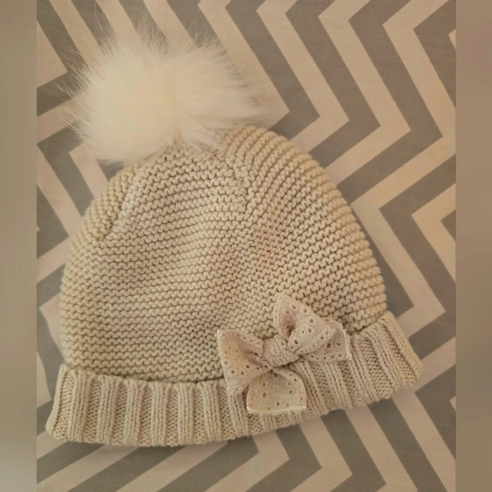 Janie and Jack Fair Isle Pink Winter Baby Girl Pom Pom Hat